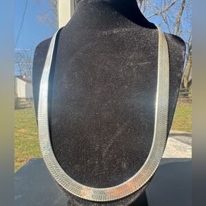 Sterling 925 Italy Herringbone Necklace - 36g Sterling, flat snake style